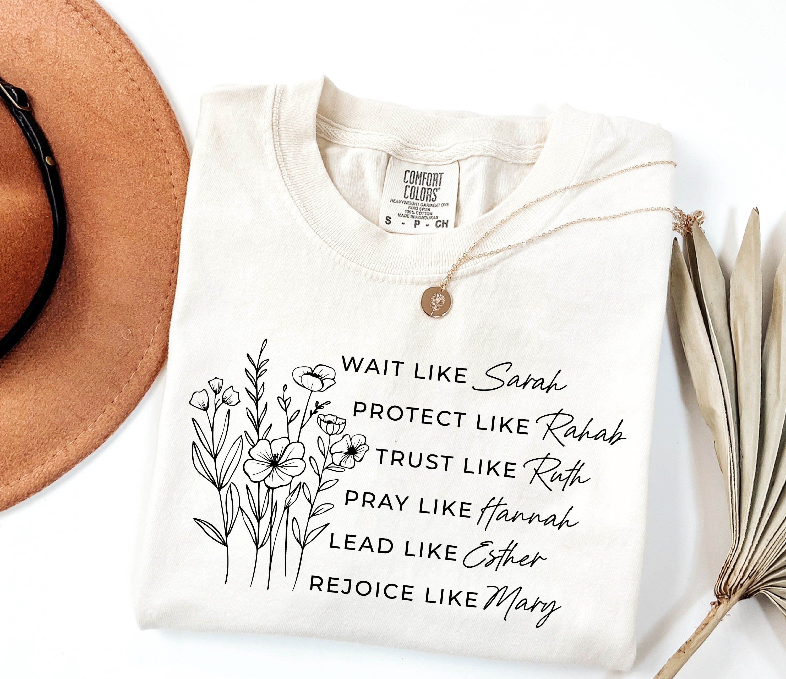 Comfort Colors® Religious Shirt, Women of the Bible Shirt, Bible Verse Shirt, Faith Shirt, Boho Christian Shirt, Floral Religious Shirt